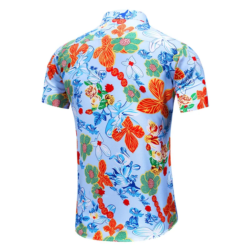 

Loldeal New Style Men Shirt Casual Short-sleeved Hawaiian Beach Slim Floral