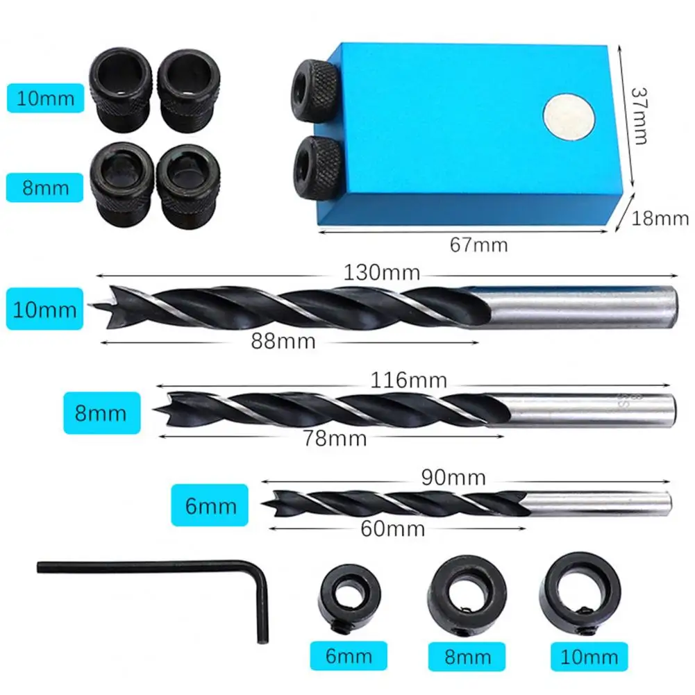 

14 Pcs Hole Jig Set Seamless Anti-slip Metal Hole Angle Drilling Locator for Wood