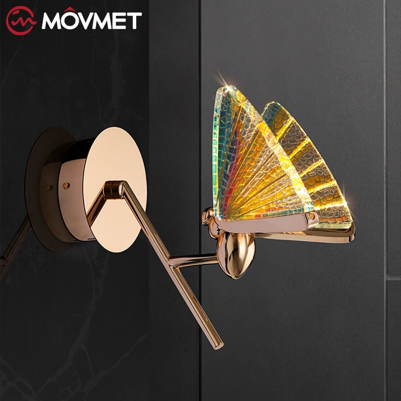 

Modern Butterfly Wall Light Bedroom Creative Gold Bedside Lamps For Coffee Shop Diningroom Living Room Bar Fixtures