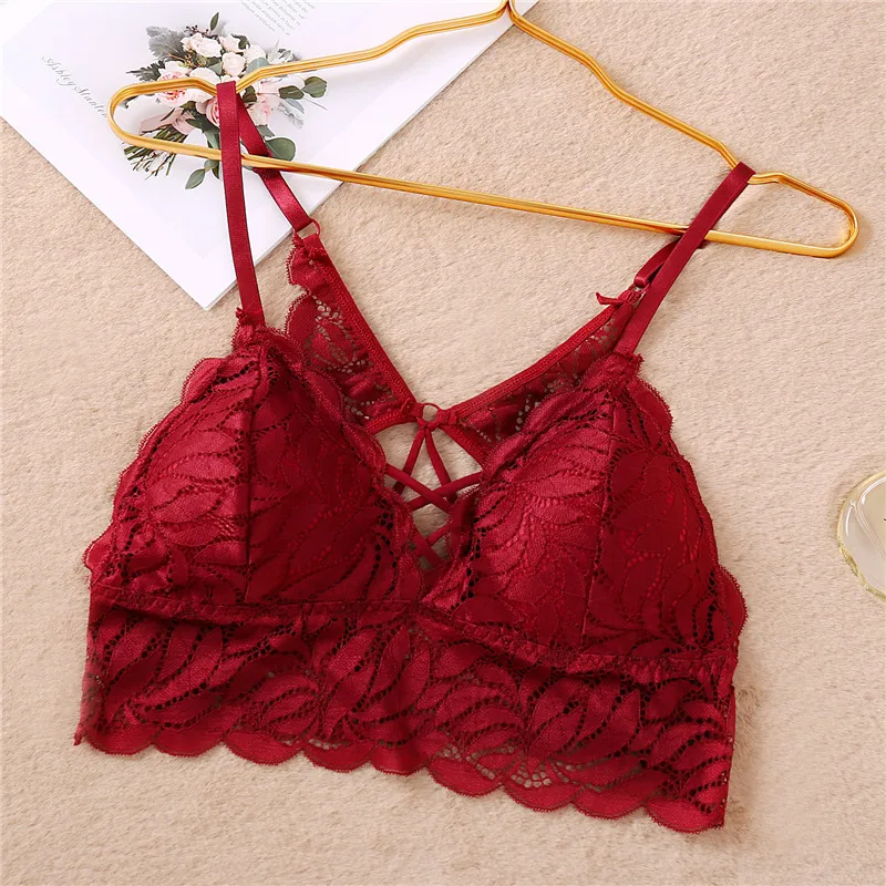 Style 1 Wine red Сексуальный кружевной бюстгальтер без косточек с цветочным принтом, женский бюстгальтер без косточек, модный кружевной бюстгальтер, 6 цветов, комфортное нижнее белье, интимное нижнее белье, Новинка - Цвет: Style 1 Wine red