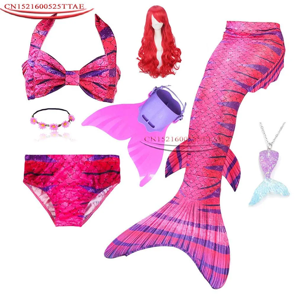 Детский купальный костюм русалки с хвостом моноластами для девочек бикини