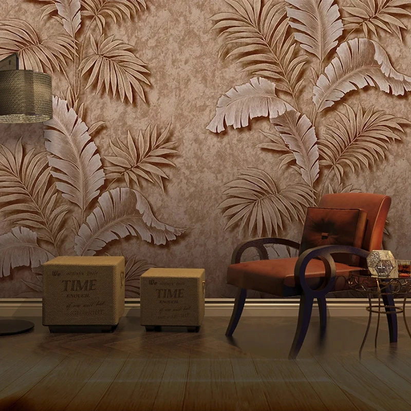 

Custom Mural Wallpaper 3D Embossed Tropical Plant Leaves Decor Living Room Sofa TV Background Photo Wall Paper Papel De Parede