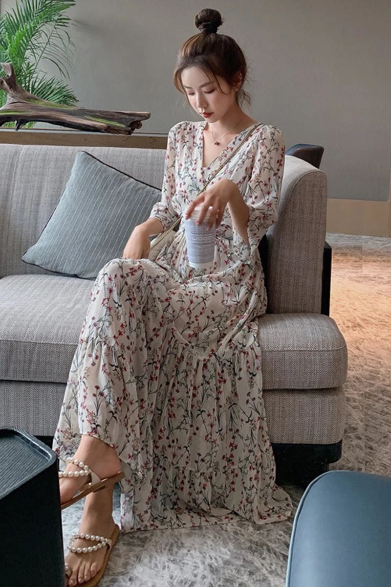 

Floral dress new Chiffon in spring and summer 2021