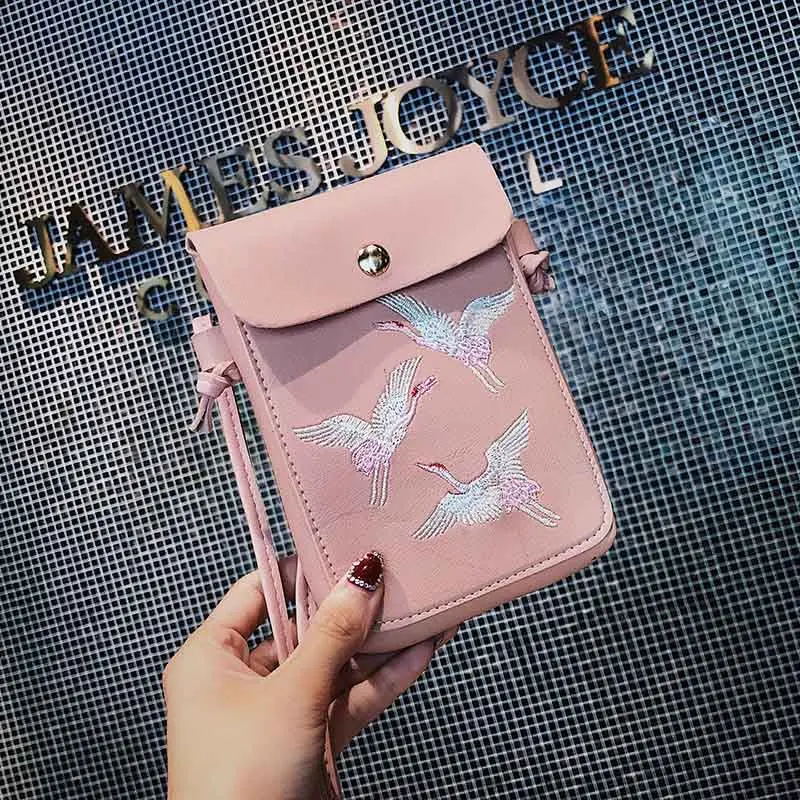 

Женская модная сумка через плечо с вышивкой животного, стильный кошелек для мобильного телефона, сумки через плечо из искусственной кожи