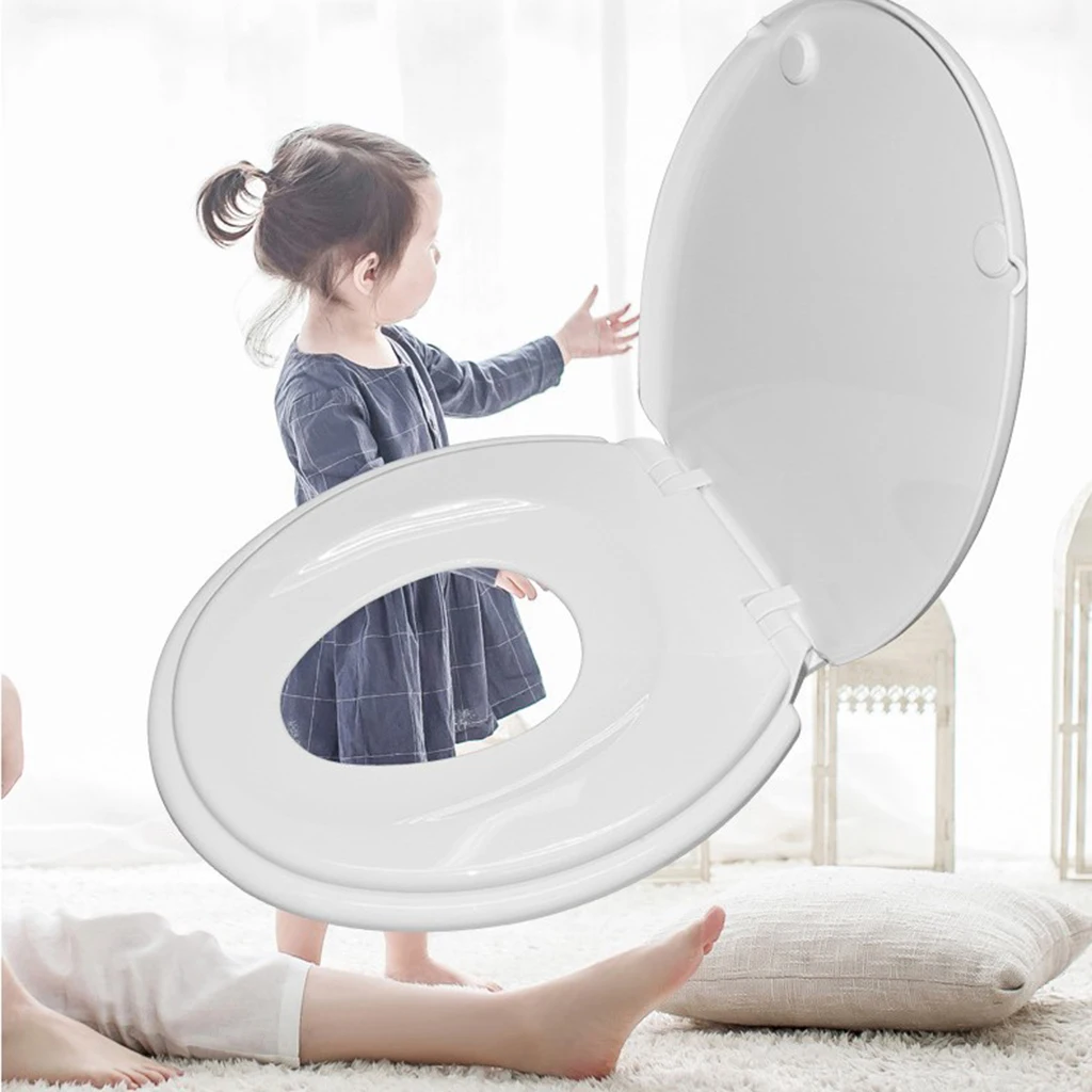 With Built-in  Seat For Toddlers & Adults Space Saving Solution Convertible Toilet Seat V Shape