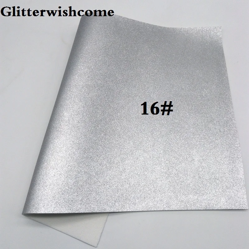 16 Glitterwishcome 30X134CM Mini Roll Sparkle Synthetic Leather, Metallic Leather, Faux PU Leather fabric Vinyl for Bows, GM051 - Цвет: 16