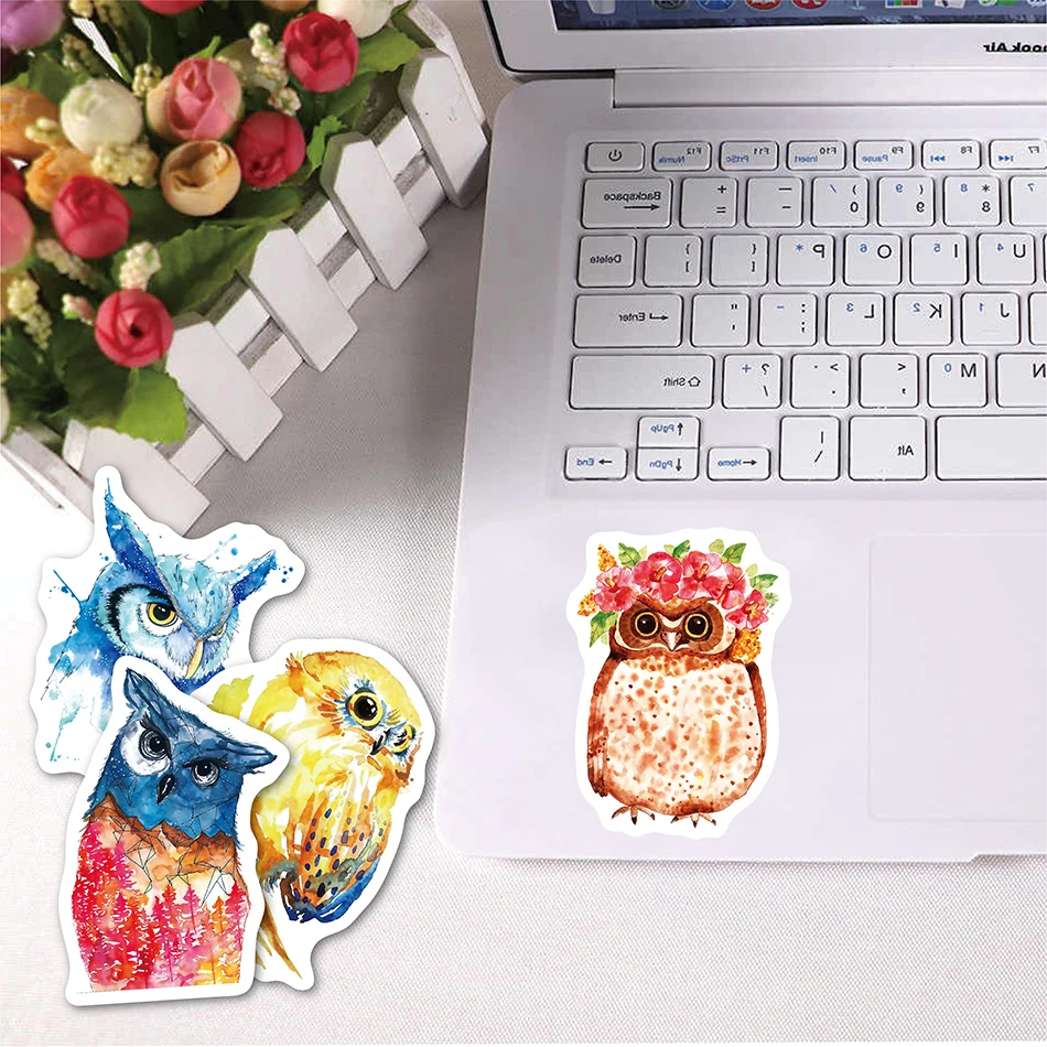 50pcs owl stickers pack waterproof cute animal vinyl stickers for laptop luggage mobile phone skateboard bicycle book guitar free global shipping