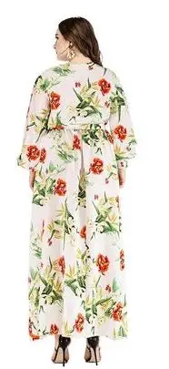 Богемное платье размера плюс женское летнее с v образным вырезом рукав фонарик