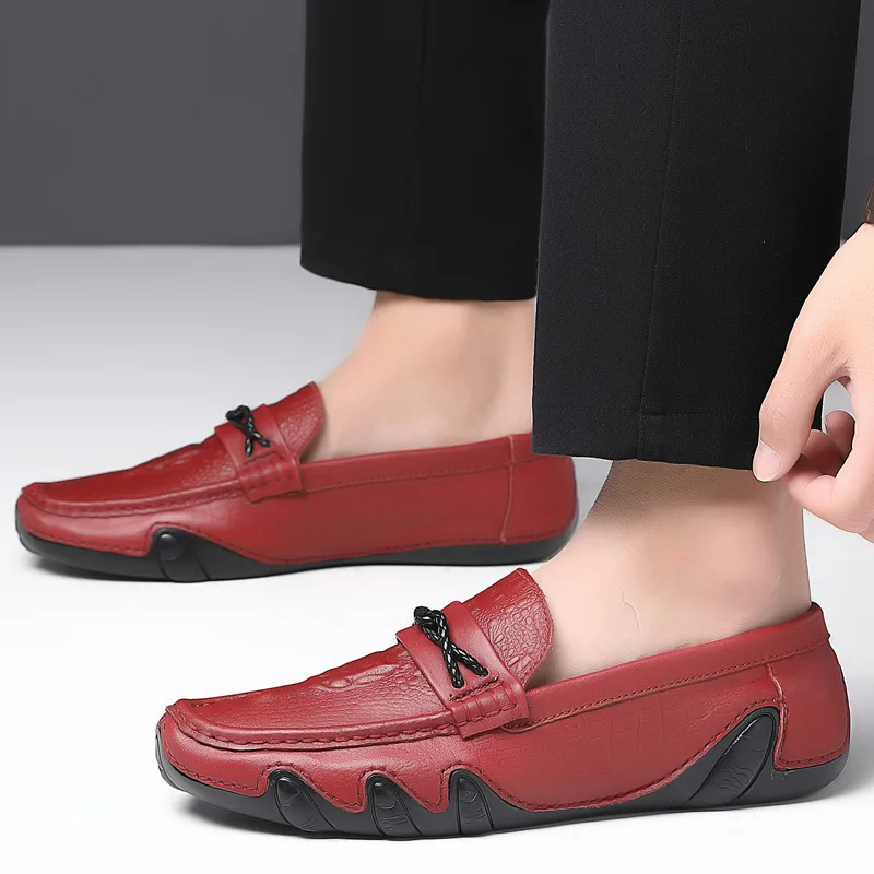 Модные мужские лоферы ручной работы высококачественные кожаные повседневные