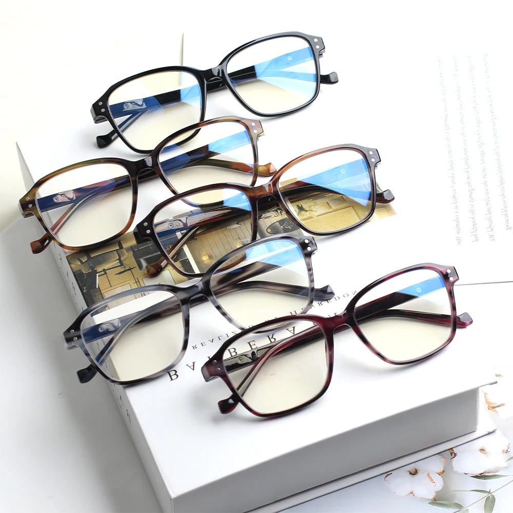 

Henotin Blue Light Blocking Reading Glasses Spring Hinge Men and Women Computer Game Reader Eyeglasses Decarative Glasses 0~400