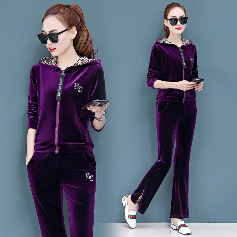 Комплект из двух предметов Бархатный спортивный костюм женский комплект Vetement Femme