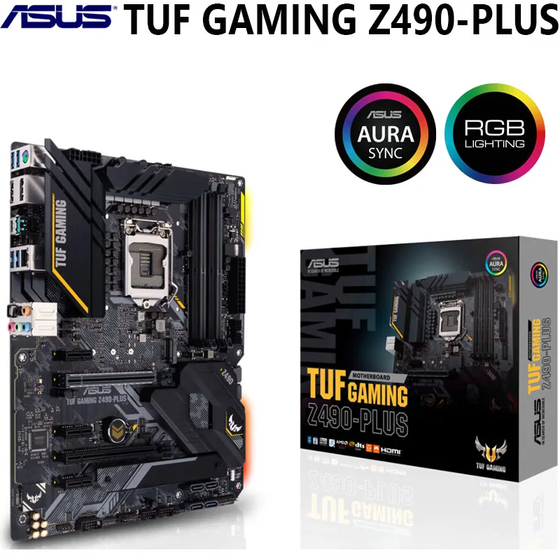 Материнская плата ASUS TUF GAMING Z490 PLUS LGA 1200 (Intel 10 го поколения) Intel SATA DDR4 128 ГБ PCI E 3 0 M.2 ATX