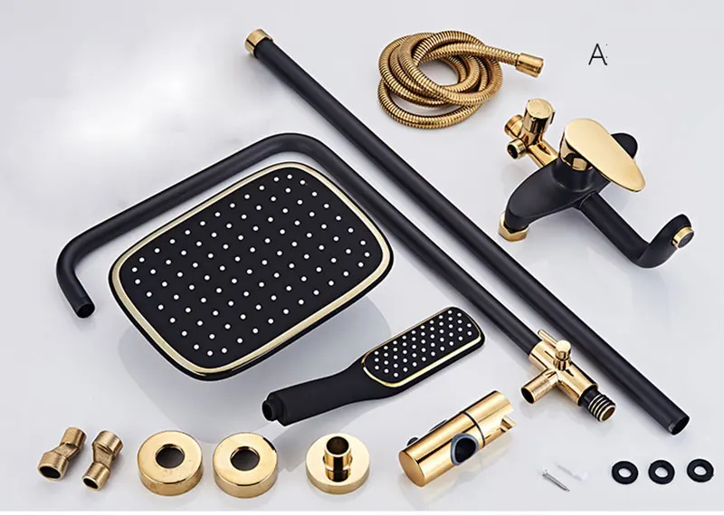 Черный и золотой душевой набор в западном стиле смеситель латунный Смеситель для ванной комнаты имитация Ретро ванная душевая 0019