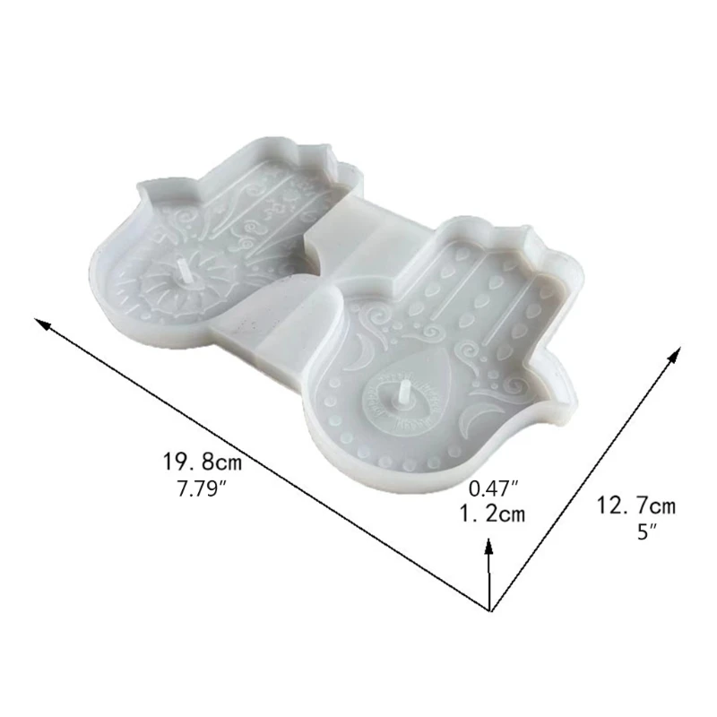 

Y1UE Palm Amulet Crystal Epoxy Resin Mold Hamsa Hand Silicone Mould DIY Crafts Tray Dish Decorations Casting Tool