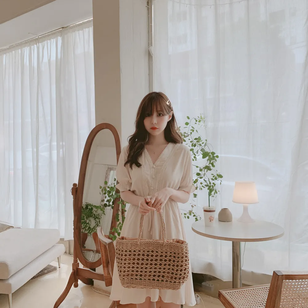 Женское летнее шифоновое платье на шнуровке с коротким рукавом | Женская одежда