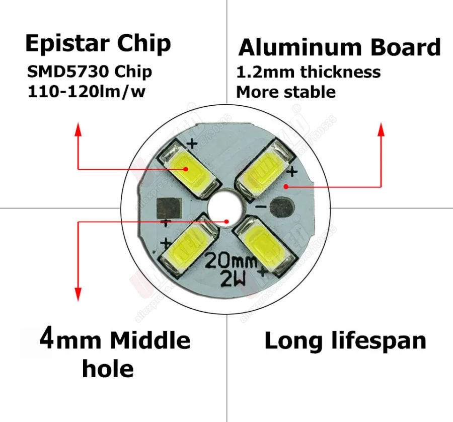 

2W 20mm LED ball chip,led PCB with smd for bulb light, lighting source, aluminum plate base freeship