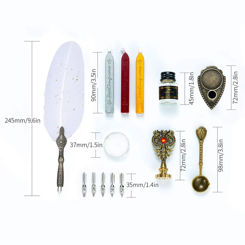 

Retro Feather Pen Set Dip Sprinkled Calligraphy Antique Writing Quill Ink Dip Quill Fountain Pens Creative Birthday Gifts