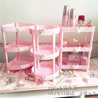 Розовая мультяшная Hello kitty полка для ванной комнаты угловая стойка-держатель для хранения трехслойная Косметическая Ювелирная полка душевая полка для ванной комнаты