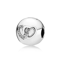 heart bond clips stoppers charm fit pan bracelet bangle girl gift s925 silver bead diy jewelry
