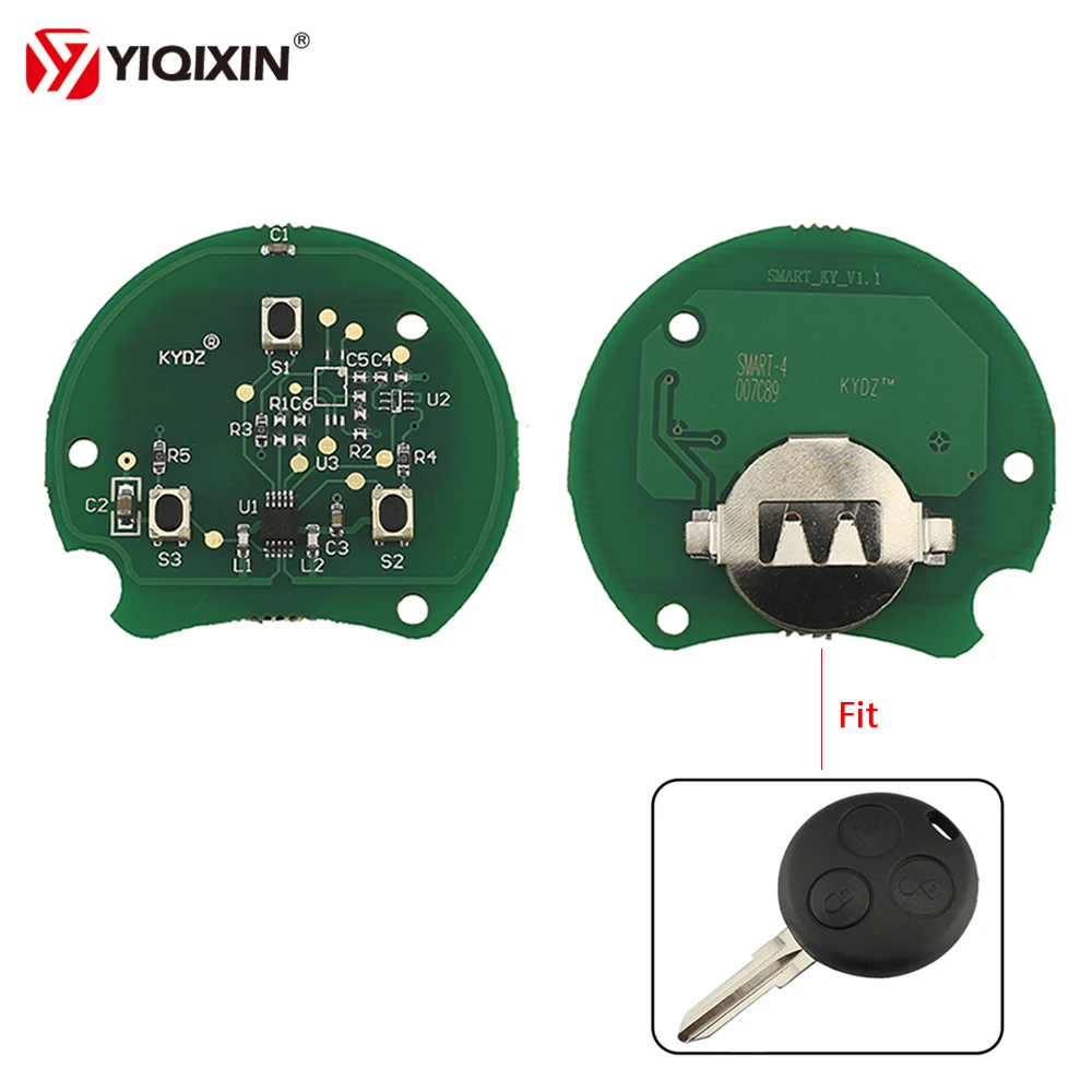 YIQIXIN-placa de circuito de llave de coche remota, Chip de 433Mhz para Mercedes Benz Smart Fortwo 450 Forfour 451 Roadster City Coupe Cabrio PCB