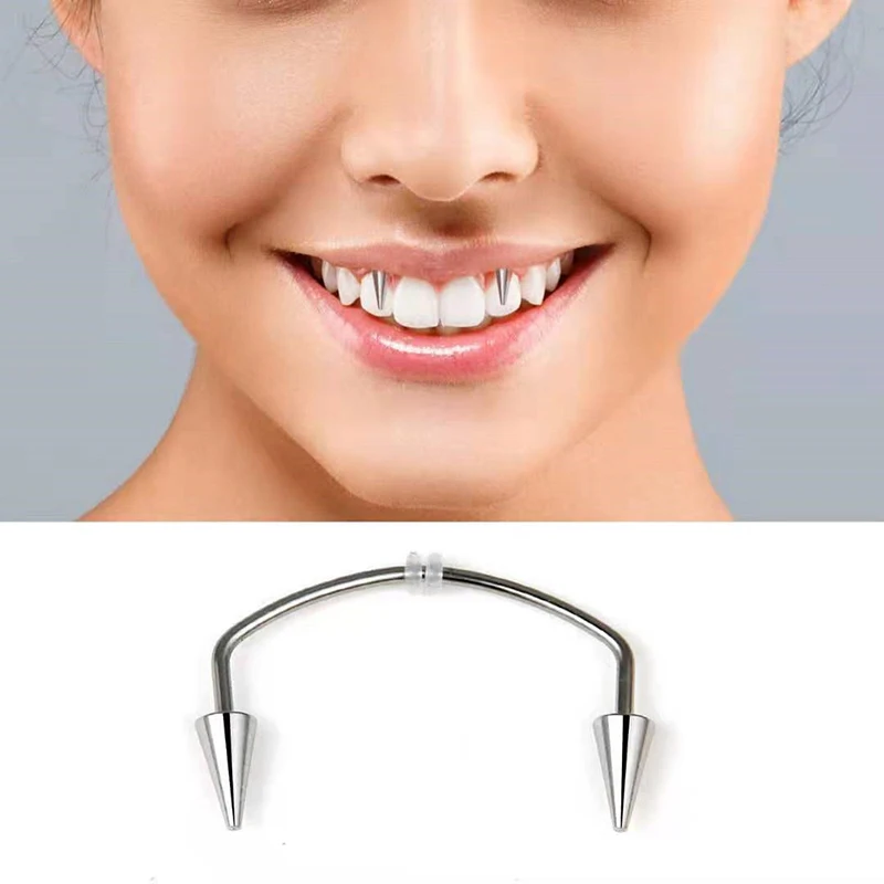 

Titanium Steel Smile Lip Tiger Teeth Nail Vampire Body Piercing Jewelry Zombie Teeth Nails Funny Cosplay Tooth Decoration