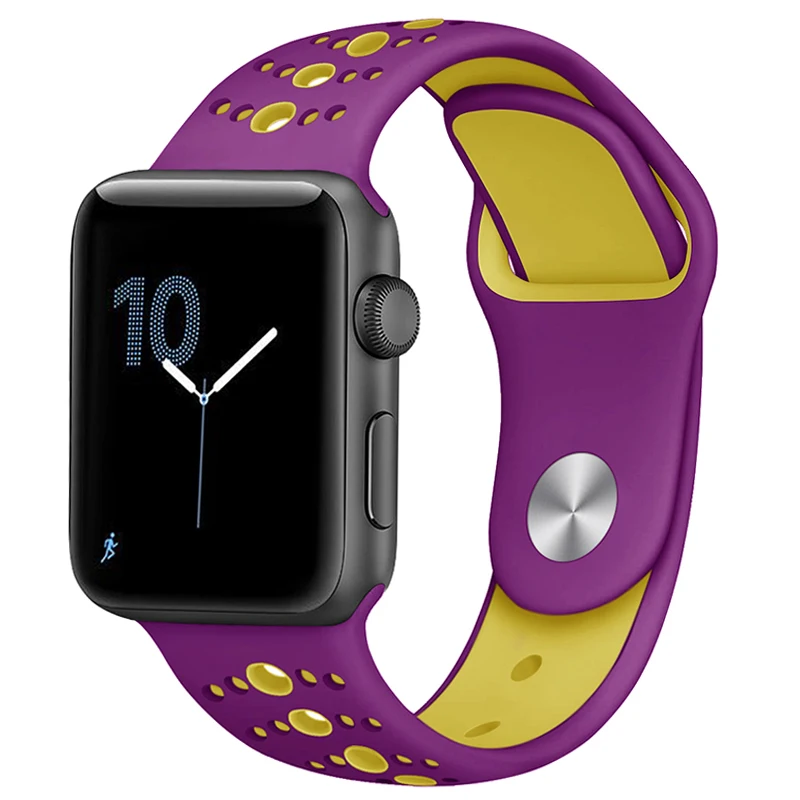 Дышащий силиконовый спортивный ремешок для Apple Watch 5 4 3 2 1 42 мм 38 мм резиновый ремешок для Iwatch 5 4 3 40 мм 44 мм