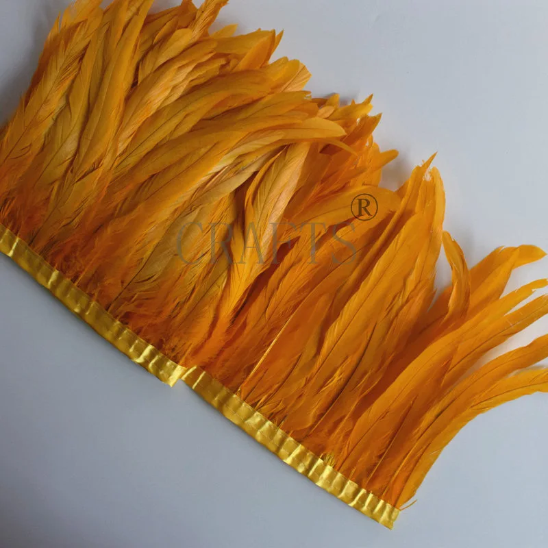 10 Yards Rooster Feather Trims 25-30cm Coque Feather Strung Chicken Feather Trimming Dress/Skirt /Costume Carnival Decoration