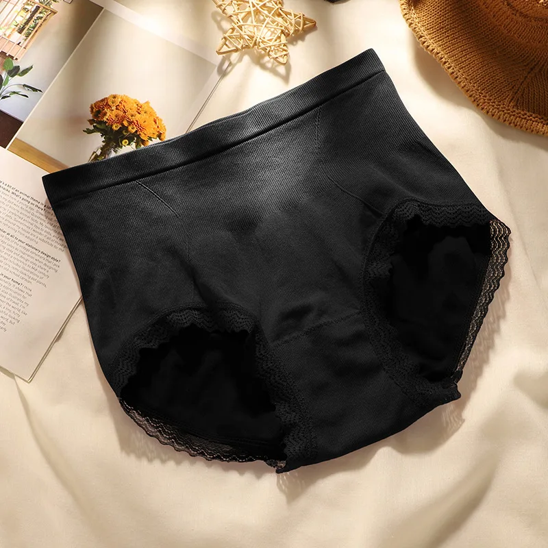 

Seamless Japanese Girls Lace Graphene High-waist Underwear Women's Moisture-conducting Antibacterial Factory Briefs