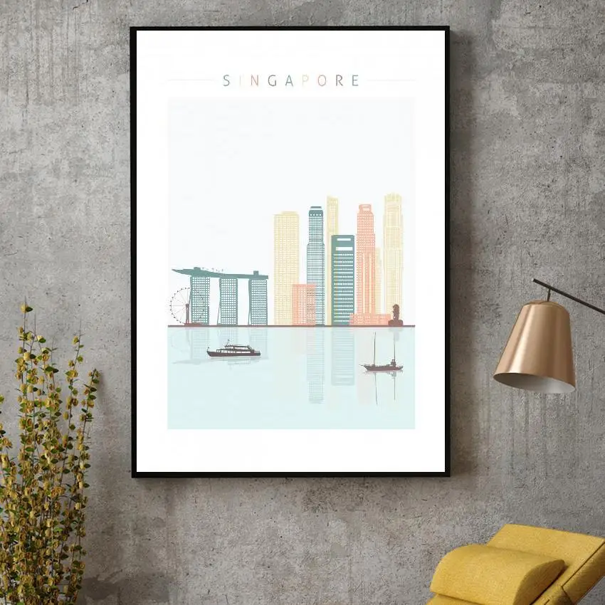 

Hong Kong Skyline Canvas Print Wall Art Poster Picture Modern Minimalist Bedroom Living Room Decoration No Frame
