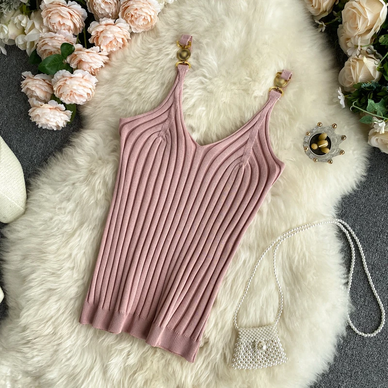 V-neck Halter Sexy Camisole Top 2020 Summer Women Sexy off-Shoulder Solid Color Sleeveless Camis Women's Clothing Tanks Tops