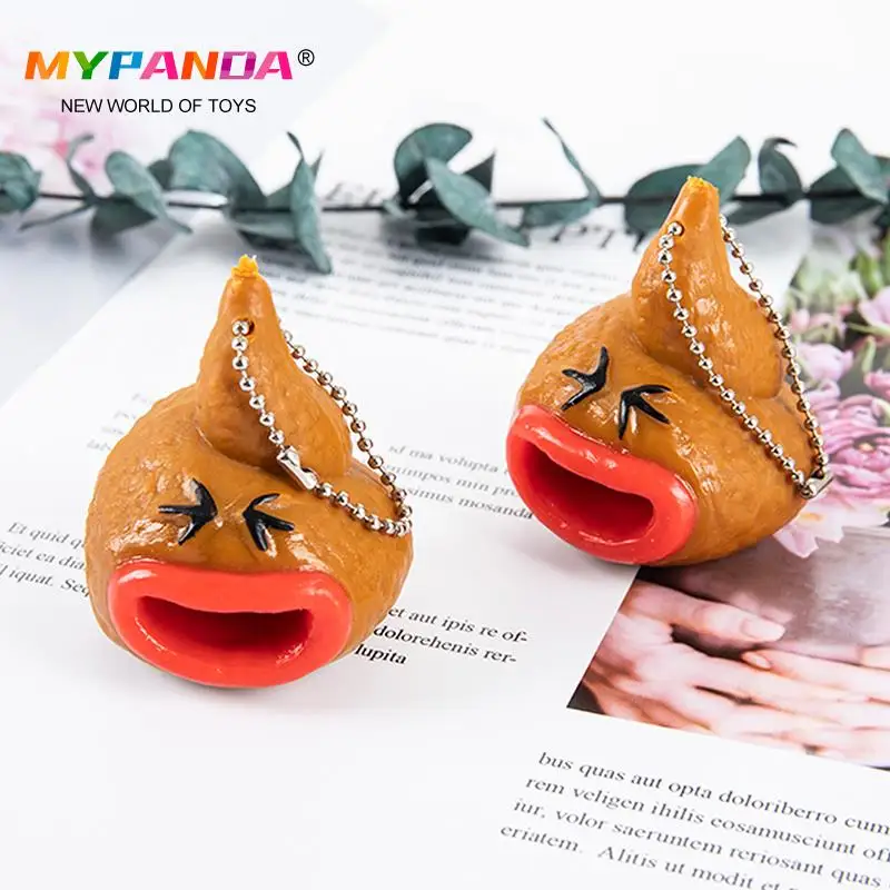 1 шт. Забавный брелок-какашка игрушка с эмоциями выдвижные языки Новинка Веселая