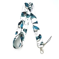 blue birds neck strap keychain lanyard for keys id badge holder keyring hang rope webbing ribbon mobile phone accessories