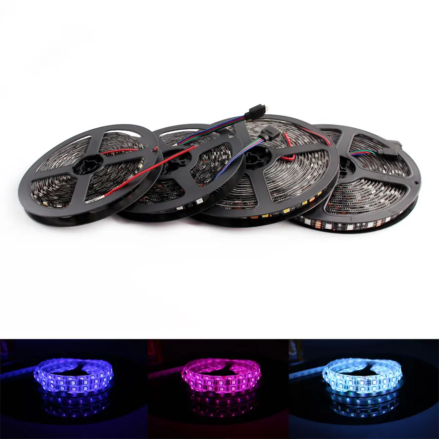 12 В Светодиодная лента для домашнего декора RGB Водонепроницаемая SMD 5050 черная