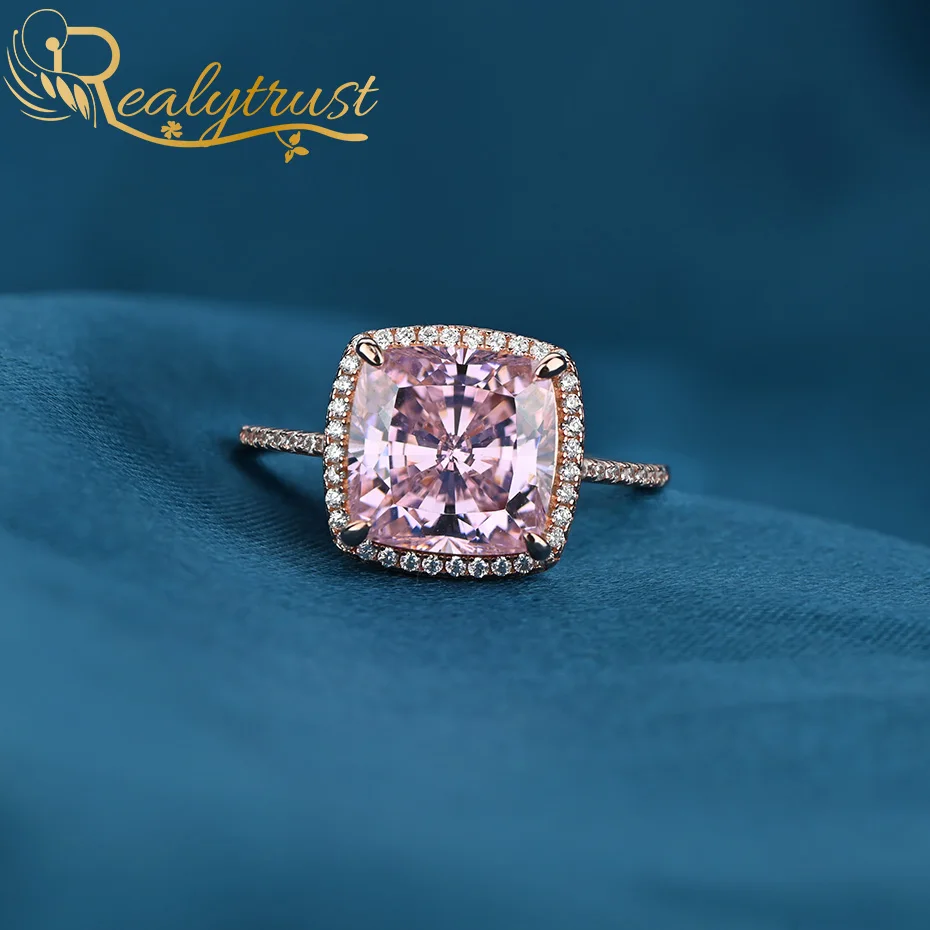 Realytrust Мода розовое золото 5Ct квадратный розового цвета с высоким содержанием