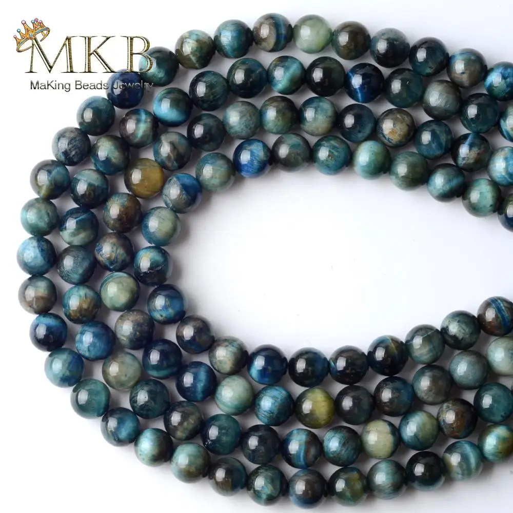 Круглые Бусины Из Натурального синего тигрового глаза космические бусины