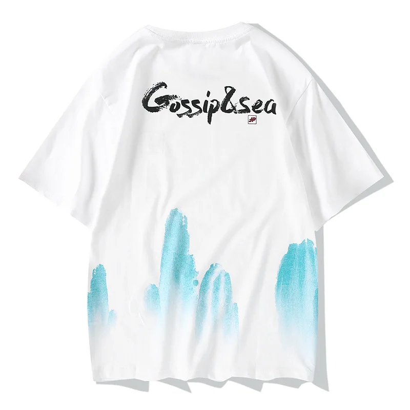 

Wimilous Men's T-shirt New Chinese Styles Embroidered Baggy Short-Sleeve Chinese Fashion Trendy Half-Sleeve