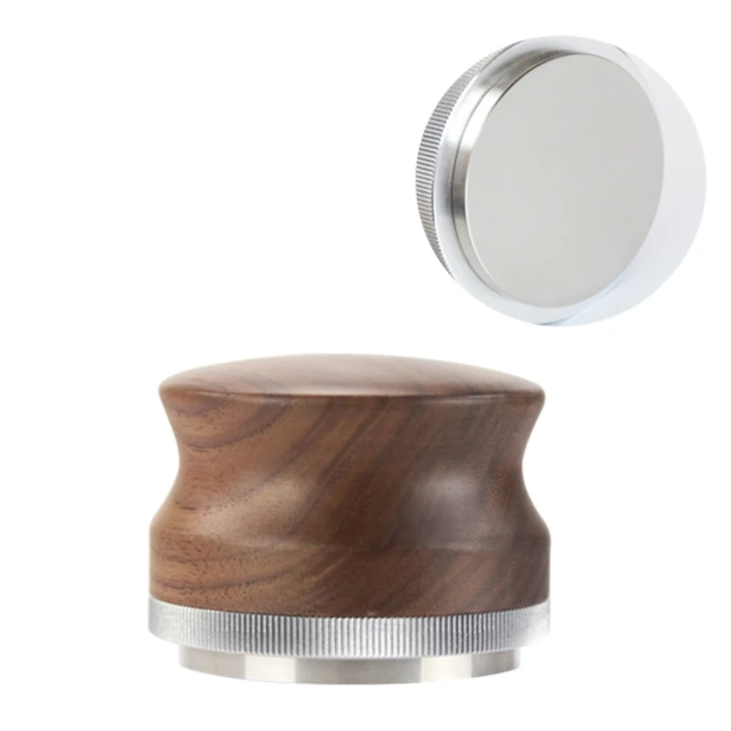 

Stainless Steel Coffee Tamper 53mm Walnut Wood Coffee Powder Hammer Distributor H3CC