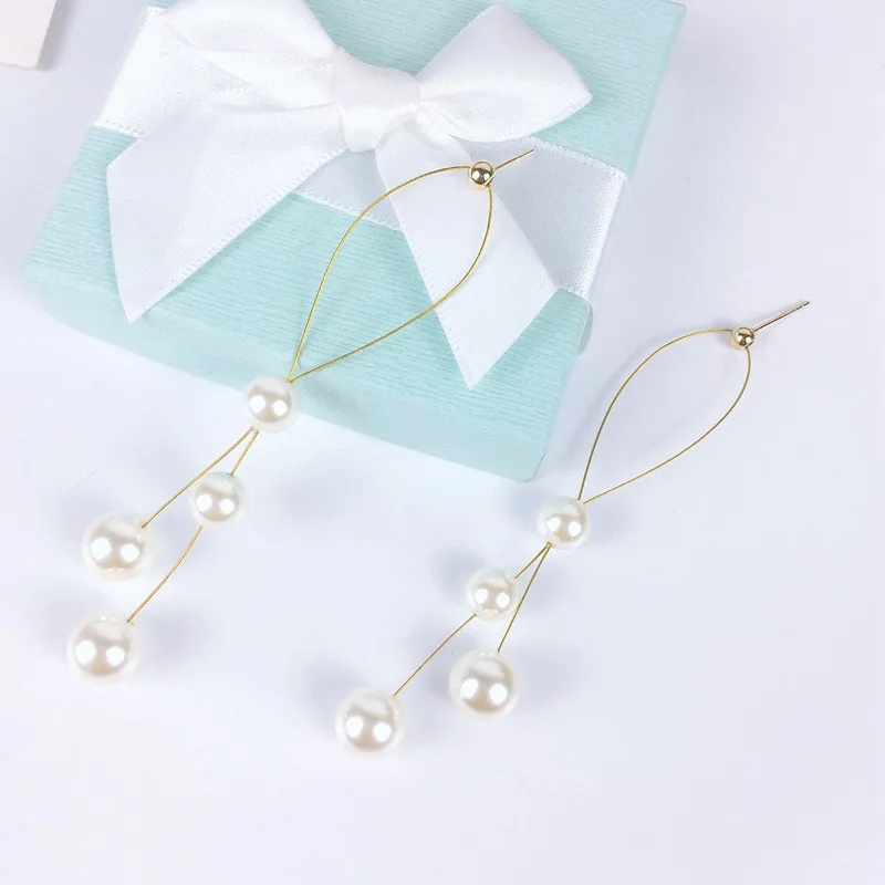 Модные простые и изящные матовые раздвижные серьги с жемчужинами супер