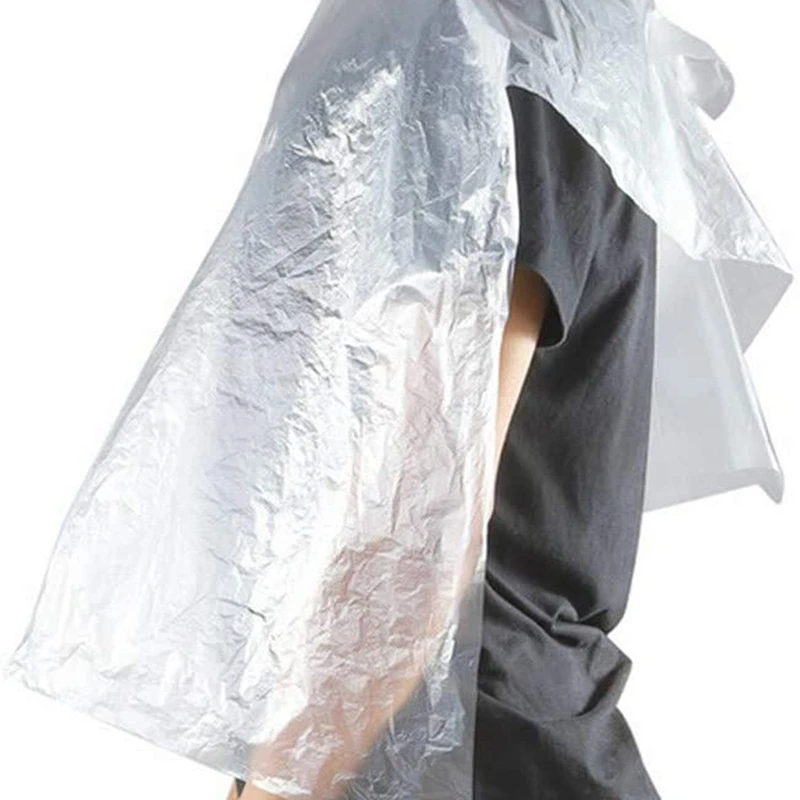 

100Pcs PE Apron Disposable Long Barber Wai Cloth Perm Hair Salon Haircut Wai Hairdressing Cape Shawl 60X90cm