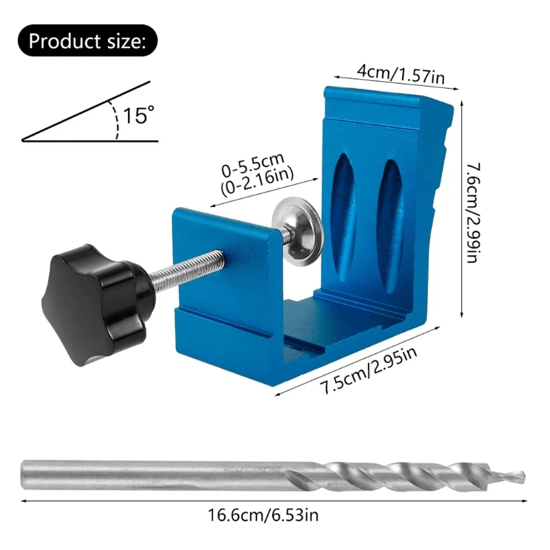 

New 46 Pieces Oblique Hole Locator Kit Oblique Hole Drill Punch Sets Pocket Guide Aluminum Alloy Woodworking DIY Hand Tools