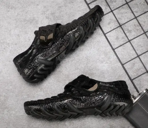 Модные мужские деловые модельные туфли с крокодиловой пряжкой туфли-оксфорды