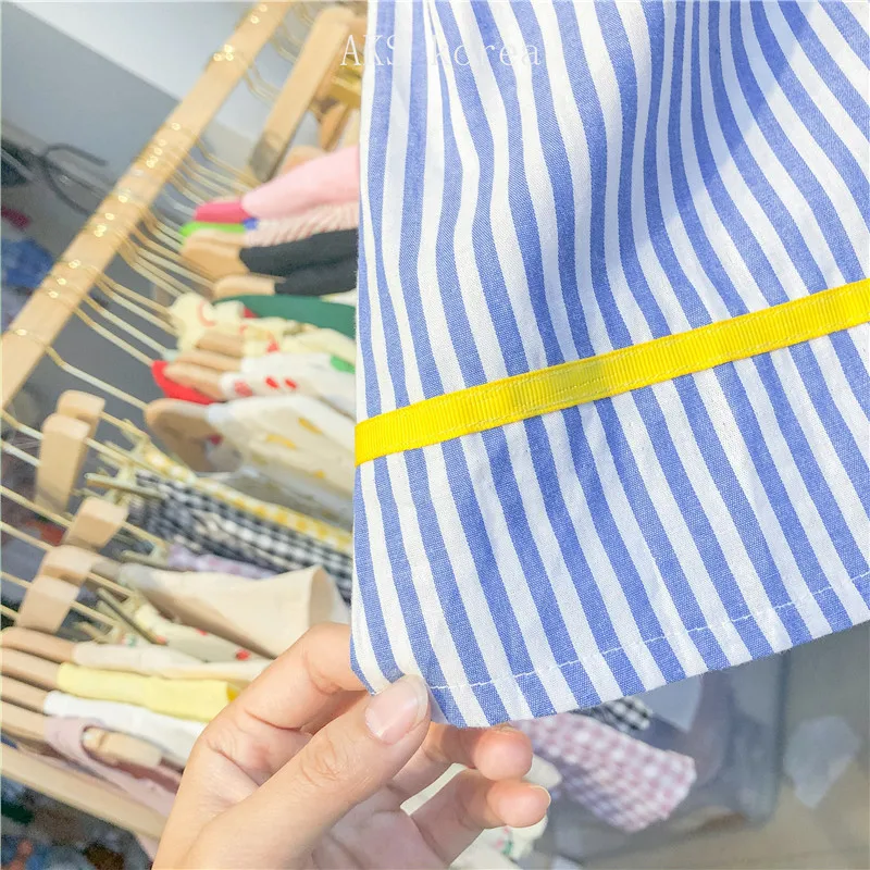 Kids Dresses for Girls Summer New Treasure Dress Boys Shirt College Wind Stripe Sister | Детская одежда и обувь