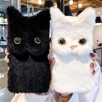 cute cat ears hairy silicone phone cases for huawei p50 p40 p30 p20 y6 y7 y9 y8p p smart 2019 nova 3i 5t honor 8x 10 plush cover