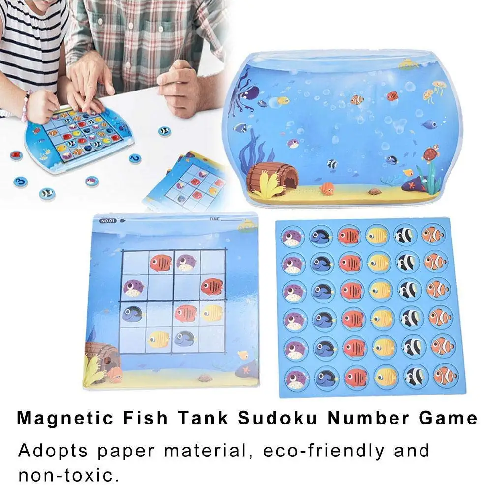 

Zhenwei Number Cubes Table Game for Kids, Educational Board Games Magnetic Fish Tank Sudoku Number Game