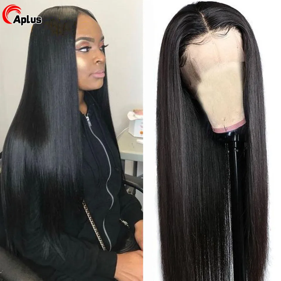 13x4 Lace Frontal Wig Straight Remy Ttransparent Lace Wig Brazilian Straight 4x4 Lace Closure Wigs For Women Pre Plucked 180%