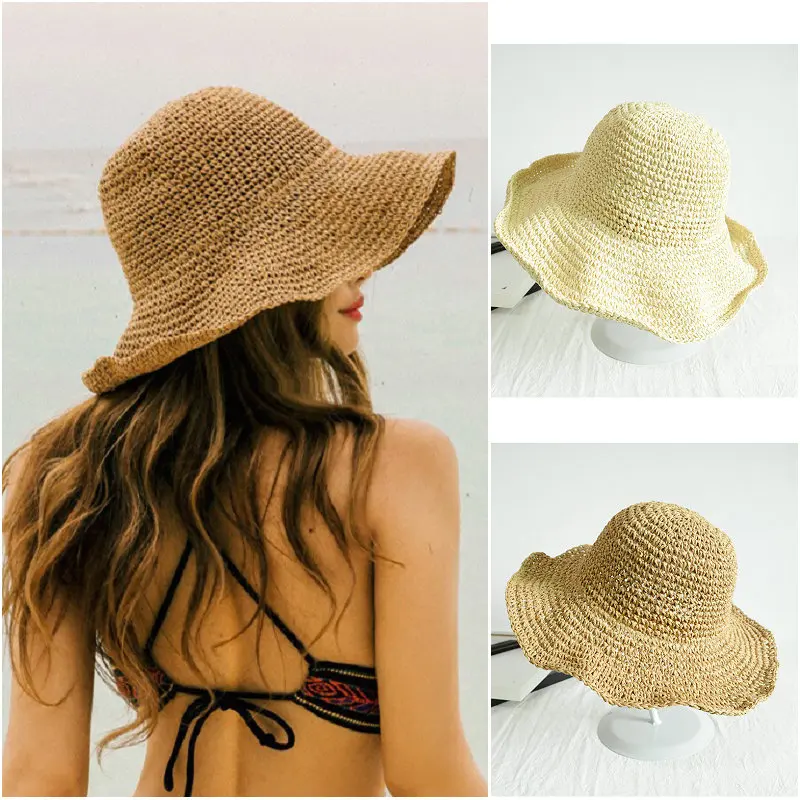 

Женская соломенная шляпа с широкими полями, складная, летняя, белая