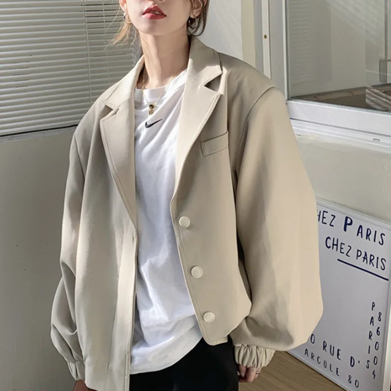 

Apricot Top Women's Autumn Chic Loose Thickened Suit Collar Jacket Fashion