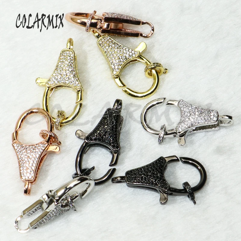 

10pcs mix colors lobster clasp for necklace pendants hook accessories for necklace zircon crystal clasp for jewelry making 50199