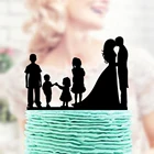 Топпер для свадебного торта для семьи, жених и невеста с двумя мальчиками + два торта для маленьких девочек, семейная пара с детским тортом
