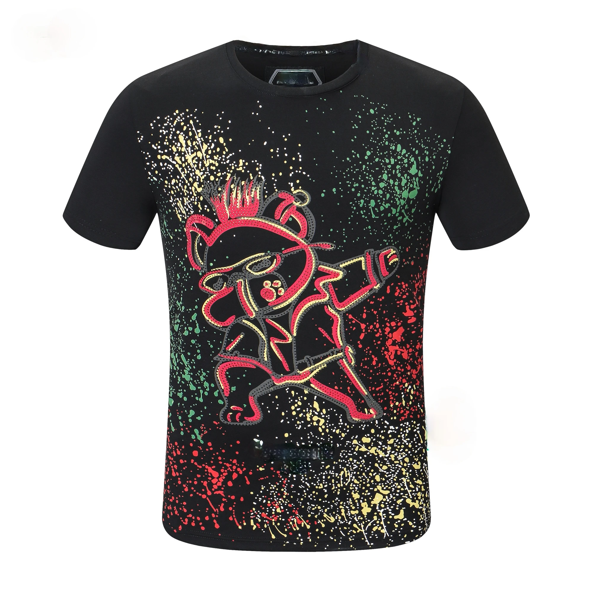 

Fashion New 2021 Style High Street Wind T-shirt Leisure Mercerized Cotton Black White 3 D Printing Geometric Figure Cool